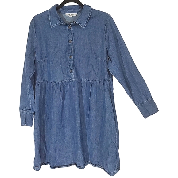 NINE WEST Woman's Denim Babydoll Dress Size Large Lightweight Flowy - Picture 3 of 6